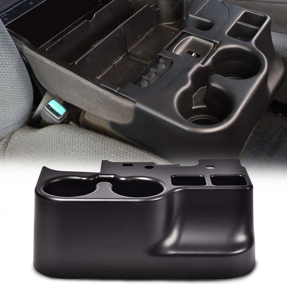 PIT66 Center Console Cup Holder, Compatible with 1999-2001 Ford Super Duty Truck F250 / F350 / F450 / F550, Black