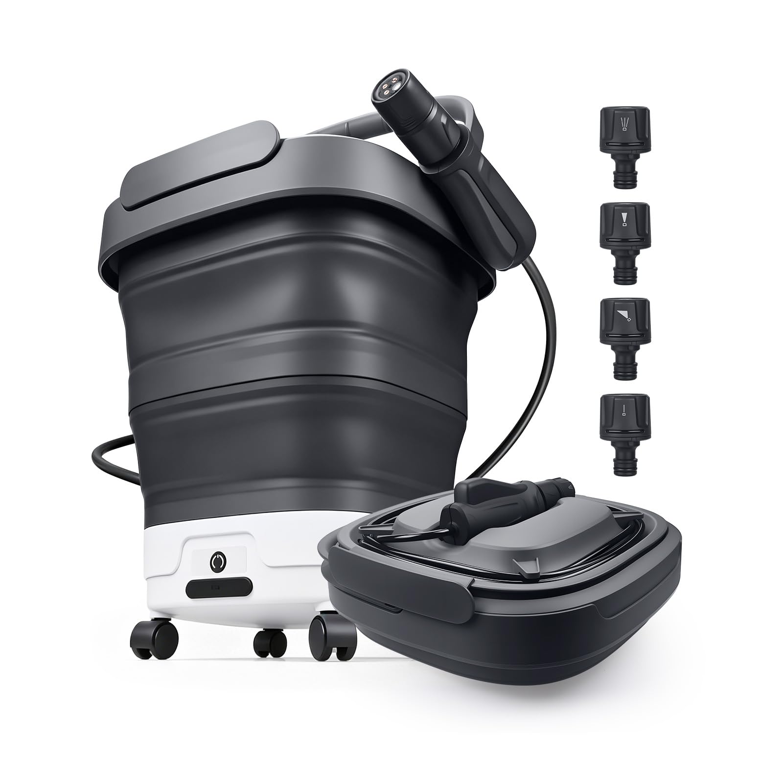 Hidrolimpiadora Portátil Plegable con Depósito de Agua 12L de WanderS – Inalámbrica, Ruedas, Boquilla 4 en 1 y Función de Pulverización Eléctrica – para Coche, Camping, Jardín, Mascotas y Hogar