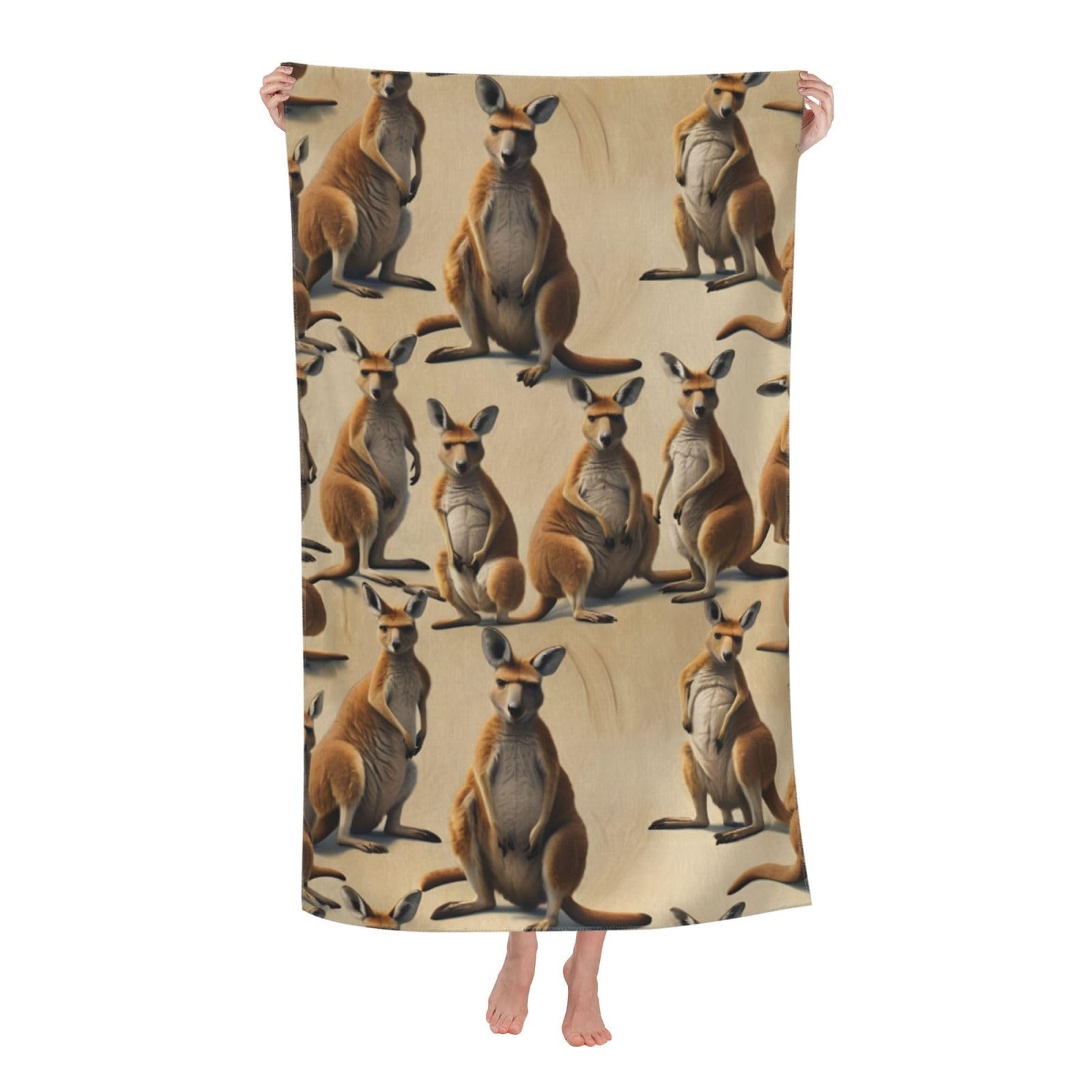 Pojknbv White Funny For Kangaroo Zoo Print Oversized Adult Beach Towel Quick-Dry Comfortable Lightweight Travel Pool Camping