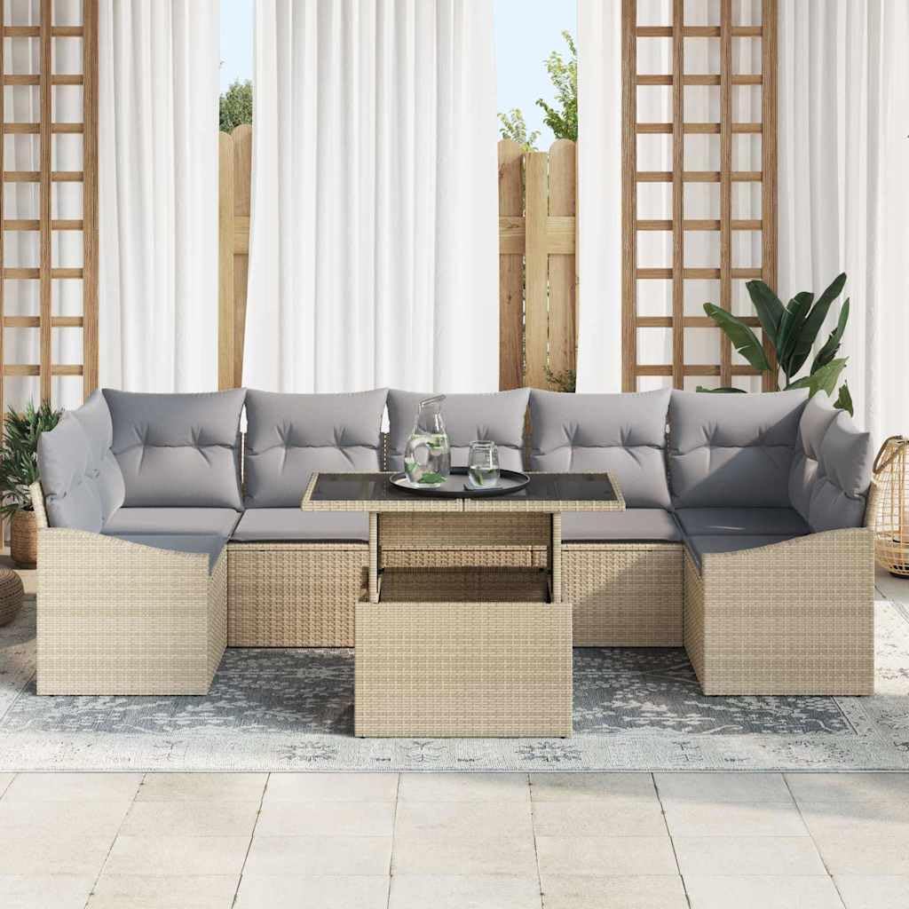 Polirattan modułowy z funkcjonalnym stołem jasnoszary 100 x 55 x 73 cm