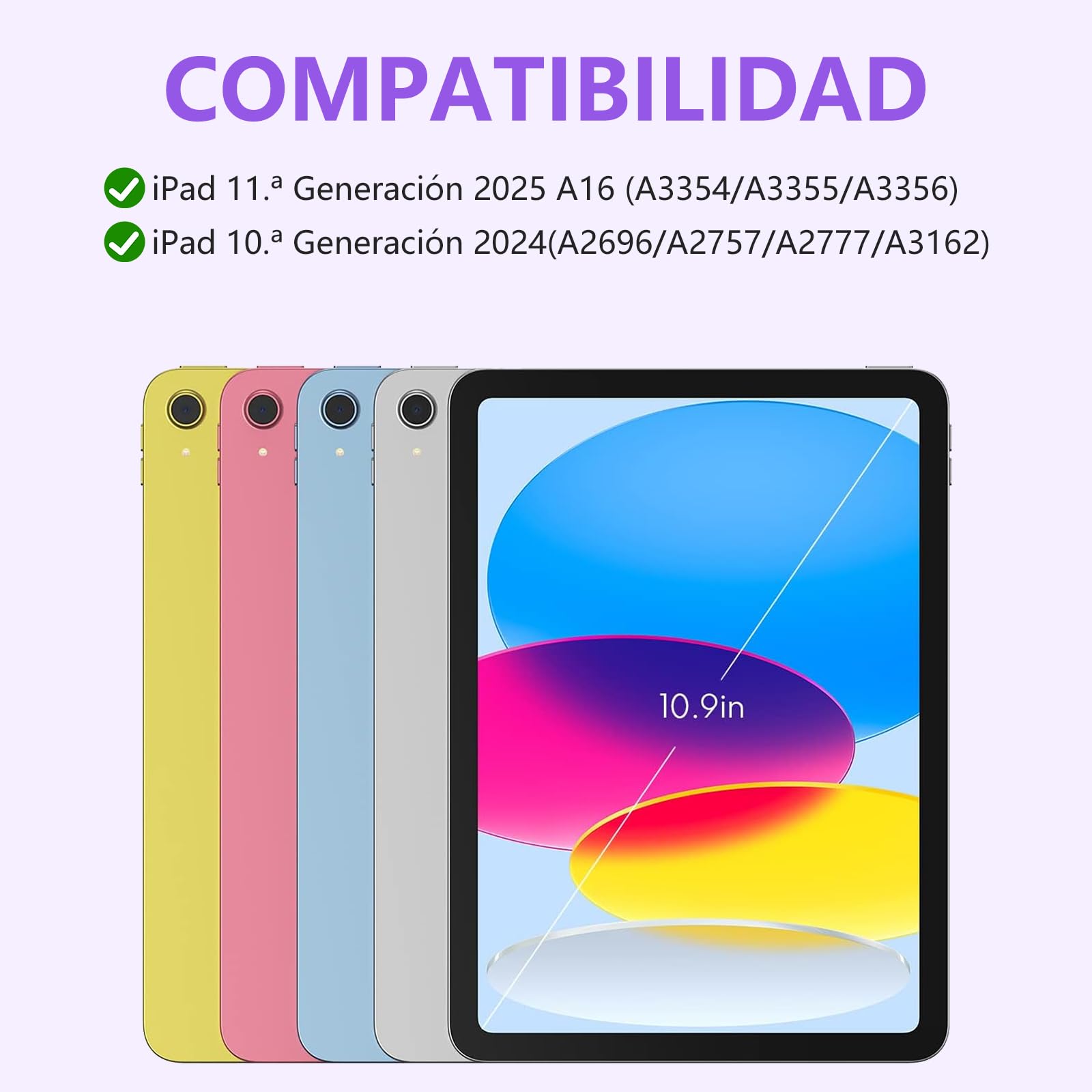 FOGARI Magic Keyboard para iPad A16 11 Generación 2025/10 Generación 10.9" 2022, Español Ñ Teclado para iPad 10ª/11ª Generación A16 Bluetooth Teclado con Trackpad, Púrpura