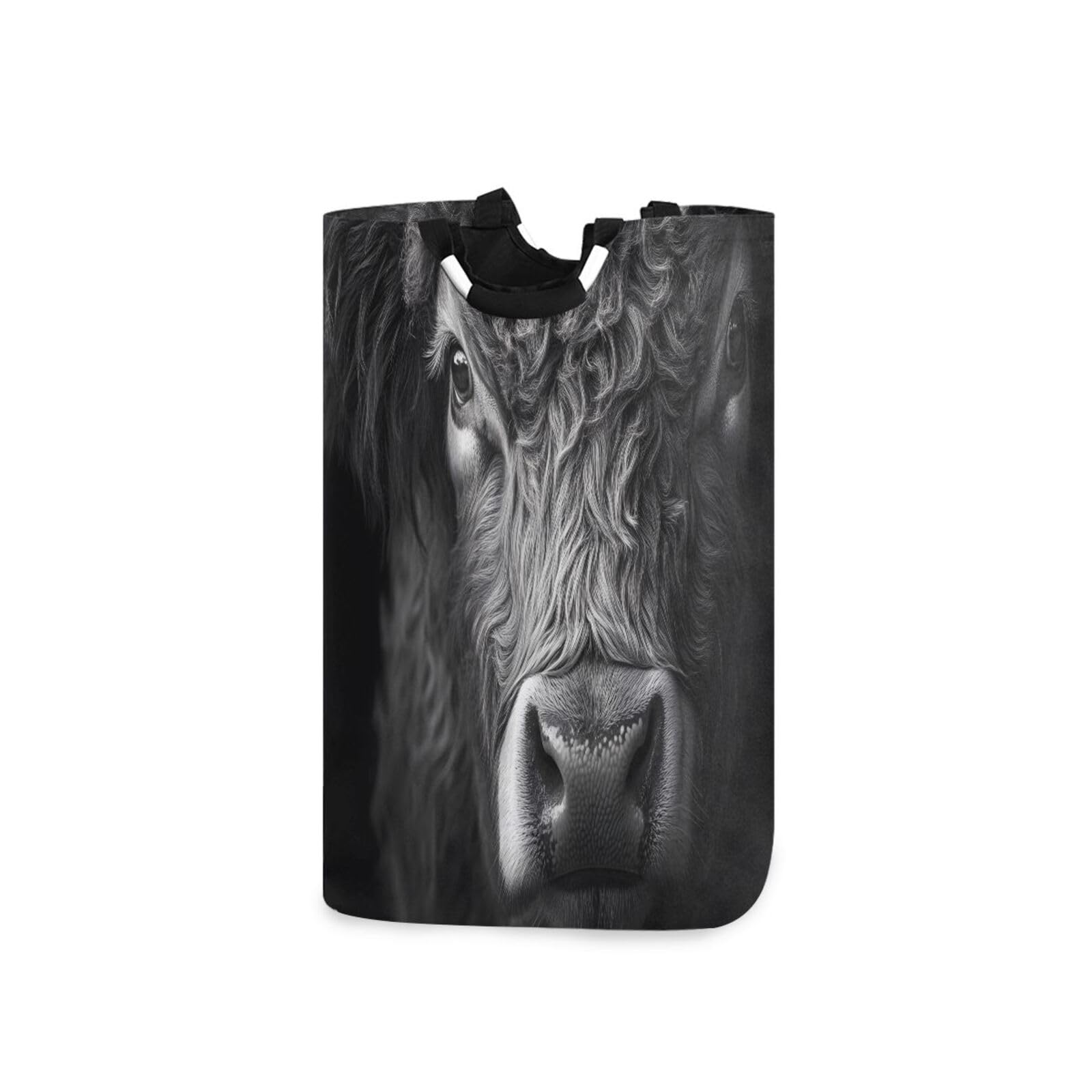 Jihqo Laundry Hamper Basket Highland Cattle Closeup Collapsible Nursery Storage Bin Waterproof Clothing Baskets for Home Bedroom Bathroom Washing Room