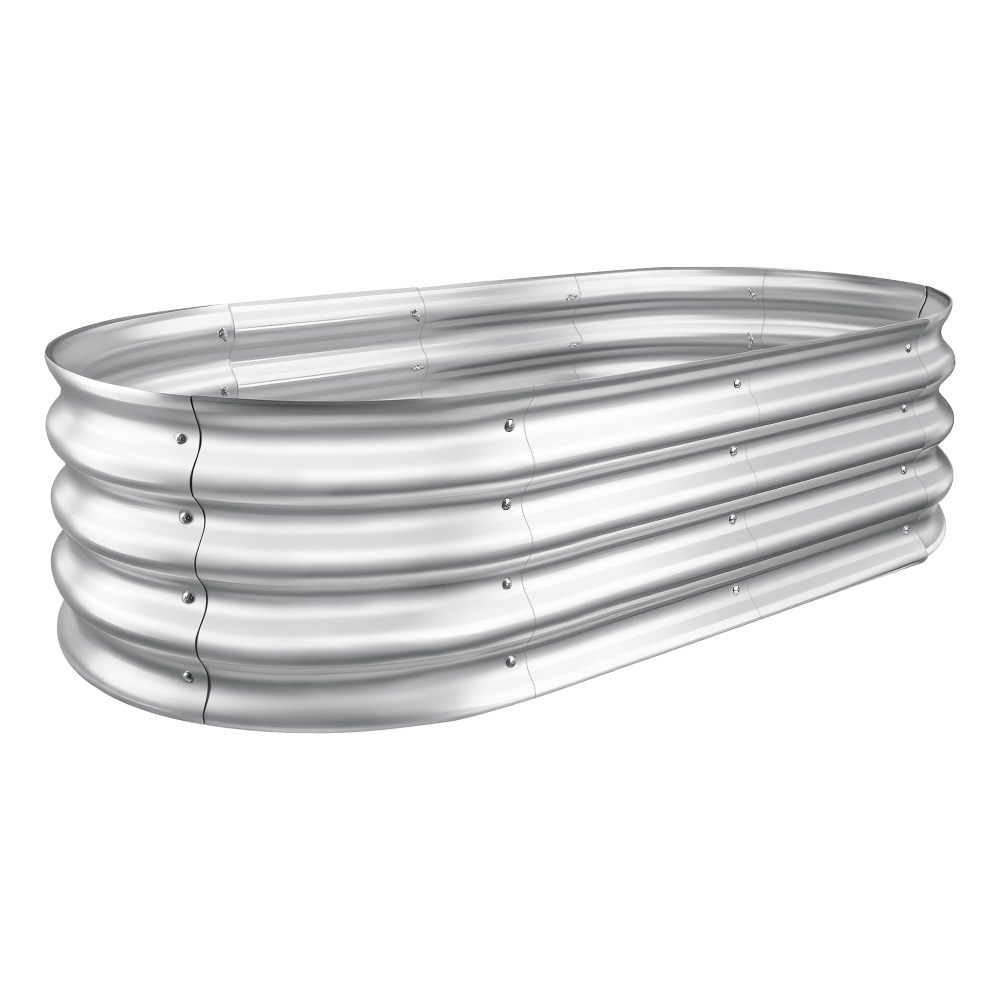 Sponvatt Raised Garden Bed Galvanized Planter Box Outdoor, 5ft Oval Large Rot-Resistant Metal Garden Bed Planter for Vegetables Flower Herb (Silver)