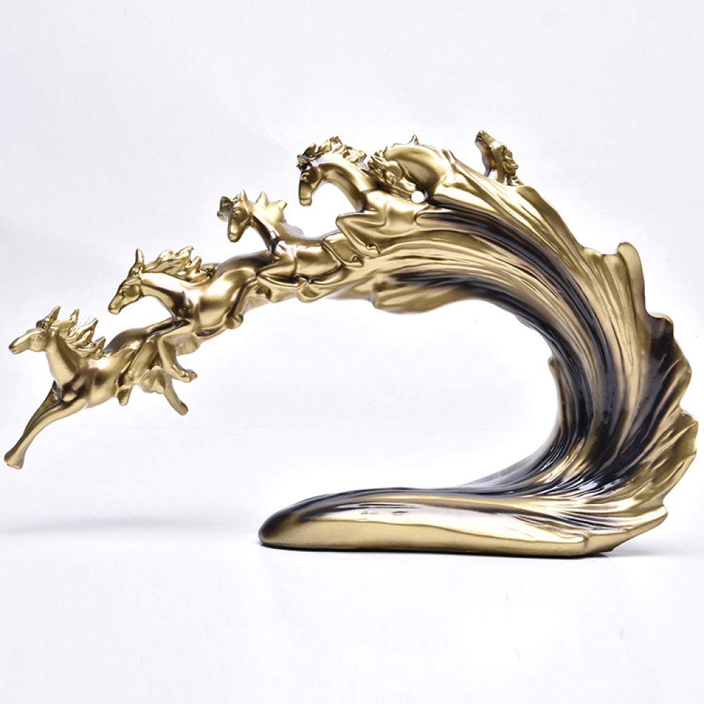 Statue chevaux en résine artisanale finition soignée pour collection d'art