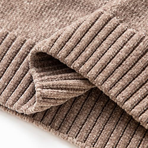 Image of Simple&Opulence Women's Chenille Sweater Crewneck Long Sleeve Pullover Ribbed Cuff Hem Round Neck Jumper Tops