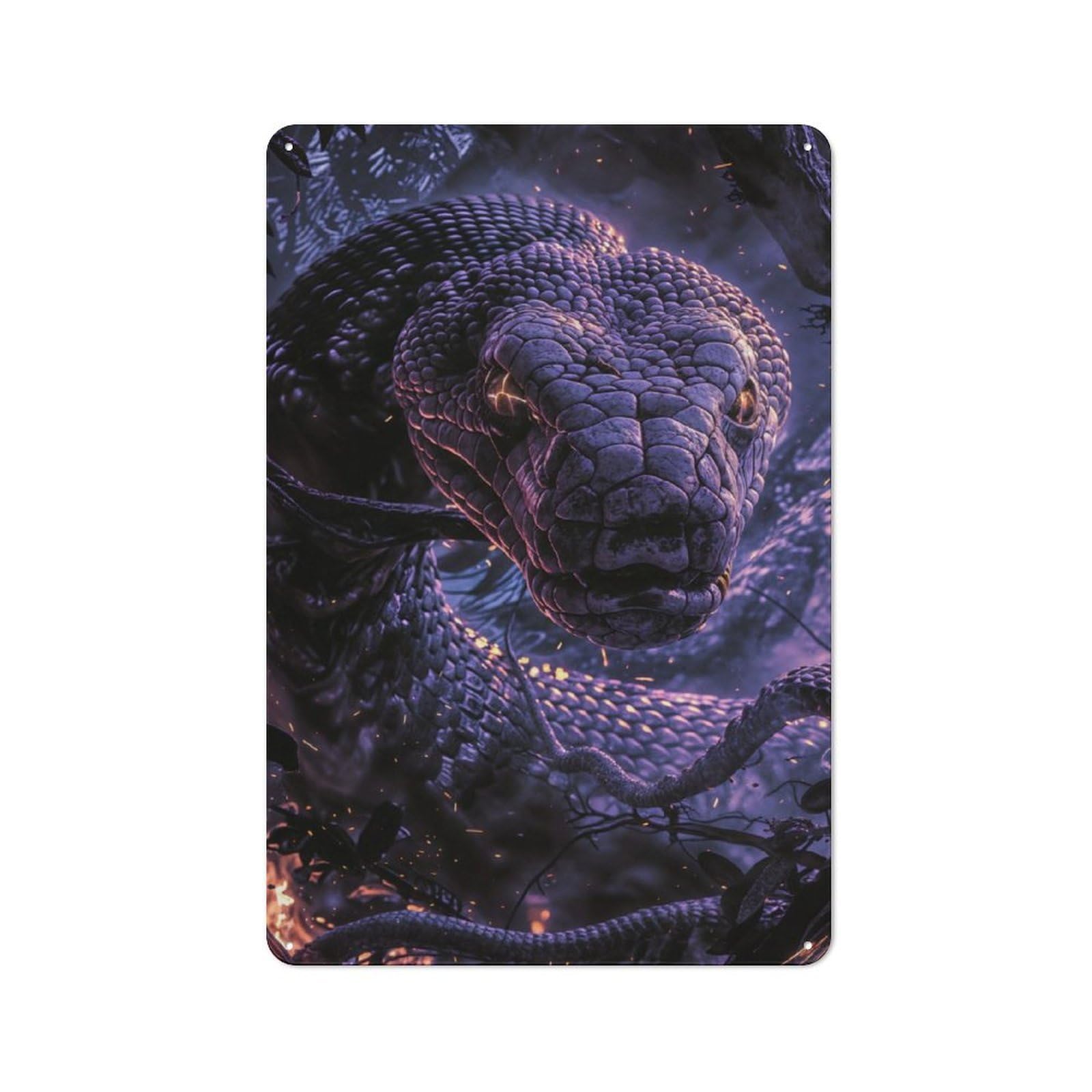 Junmoney Enchanted Serpents Glow Rustic Metal Plaque 30X20cm For Guest Room Or Hallway, For Home Interiors, Feature Walls And Decorative Displays