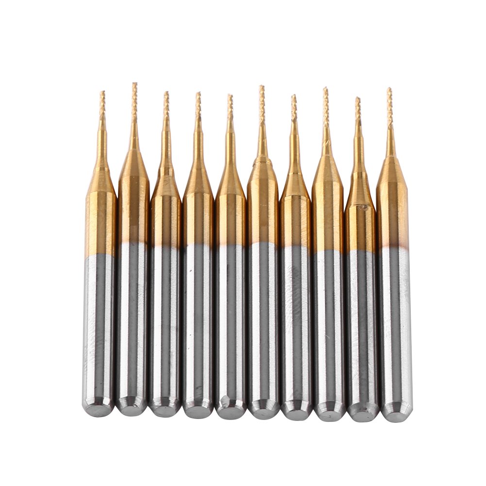 10pc Coat Tungsten End Mill End Mill Bits, 3,175 Mmx0,6 Mm, Nożyca PCB, wytrzymałość Przeciwgrywająca, Wysoka twardość, Gładkie Wykończenie na Deski Obwodu, Tworzywa Sztuczne, Stal