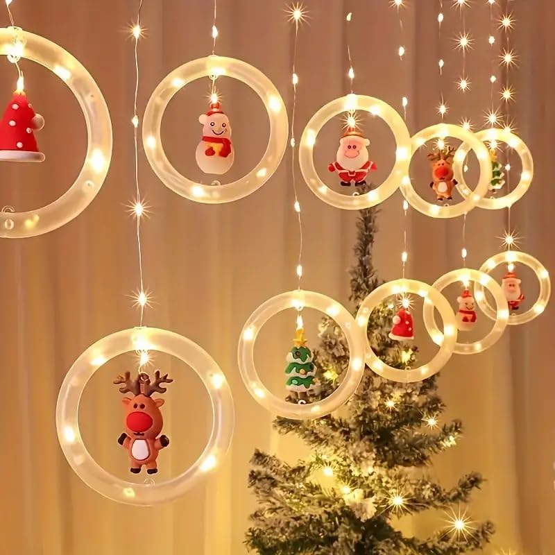 SAMEILI 10 Stars 140 Led Curtain String Lights Window Curtain Lights with 8 Flashing Modes Decoration for Christmas, New Year, Wedding, Party, Home,(Warm White Color)