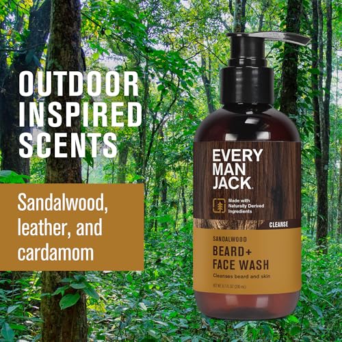 Every Man Jack Sandalwood Beard + Face Wash - Made w/Naturally Derived Ingredients like Aloe Vera & Coconut - 6.7oz (2 Pack) - Image 4