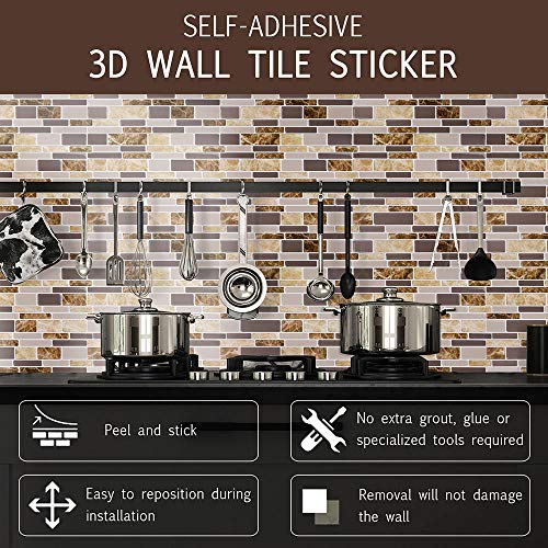Vamos Tile 10 Sheets Peel and Stick Kitchen Backsplash - 12