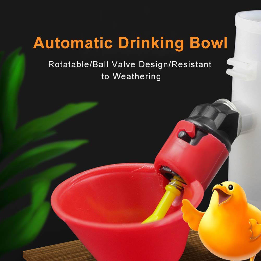 Automatische Wassertränke, 10er Set für Hühner und Tauben, robuste Kunststoff-Trinker mit automatischer Wasserversorgung für Hühner, Enten, Wachteln und Nutzgeflügel in Stall, Hof und Freigehege