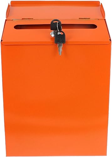 Veemoon Buzón montado en la pared con cerradura, buzón de metal para exteriores, caja de colección de sugerencias, buzón de gran capacidad para el