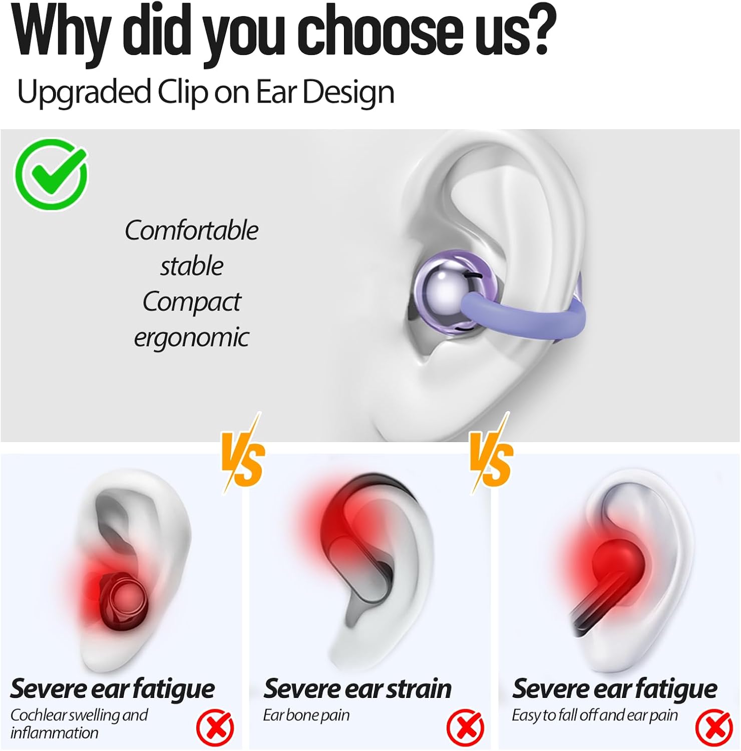 Diagram comparing S6 comfort to traditional in-ear headphones