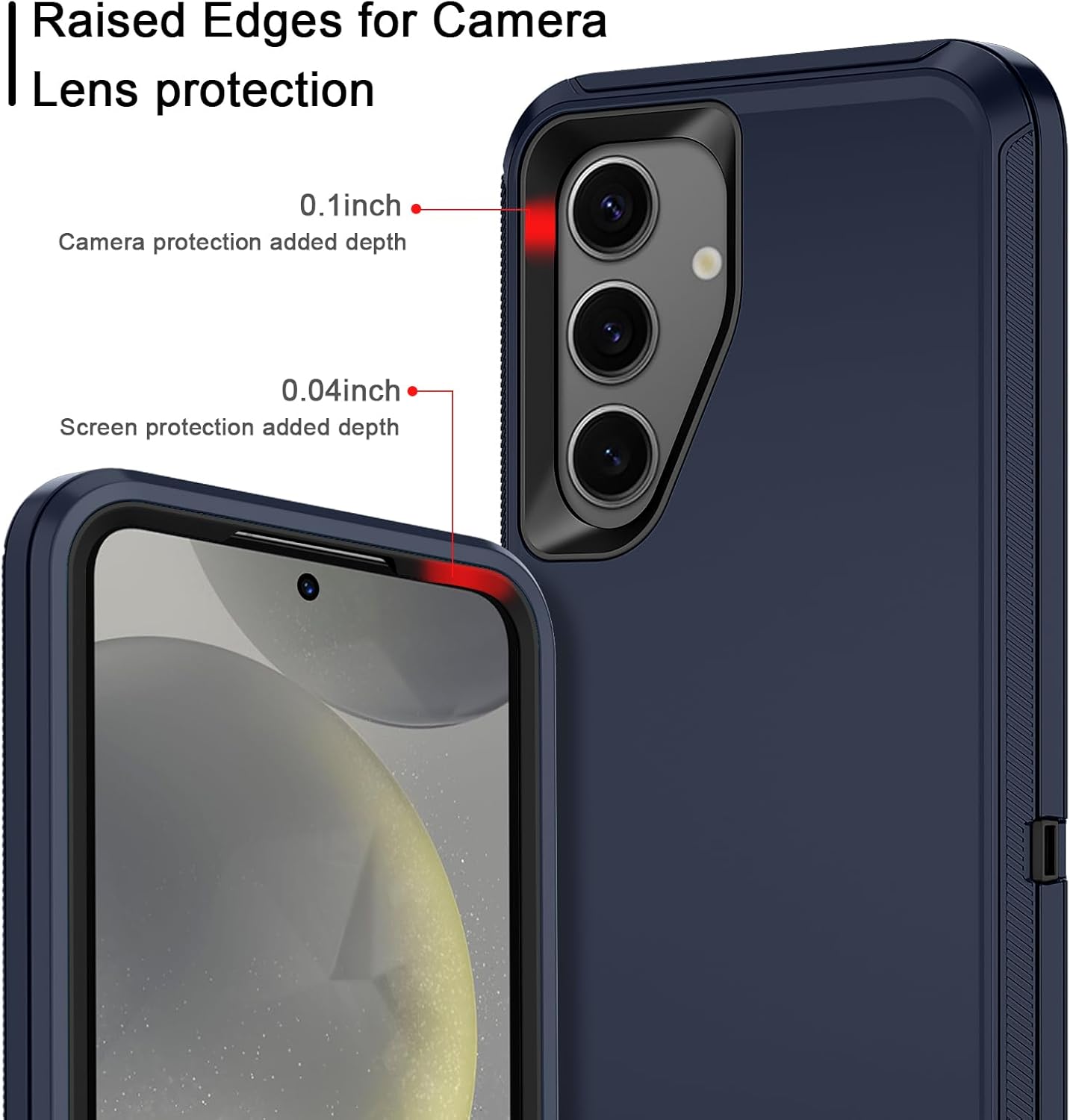 I-HONVA for Samsung Galaxy S24 Case,Galaxy S25 Case Shockproof Dust/Drop Proof 3-Layer Full Body Protection [Without Screen Protector] Rugged Heavy Duty Cover for Galaxy S24/S25,Navy Blue/Black
