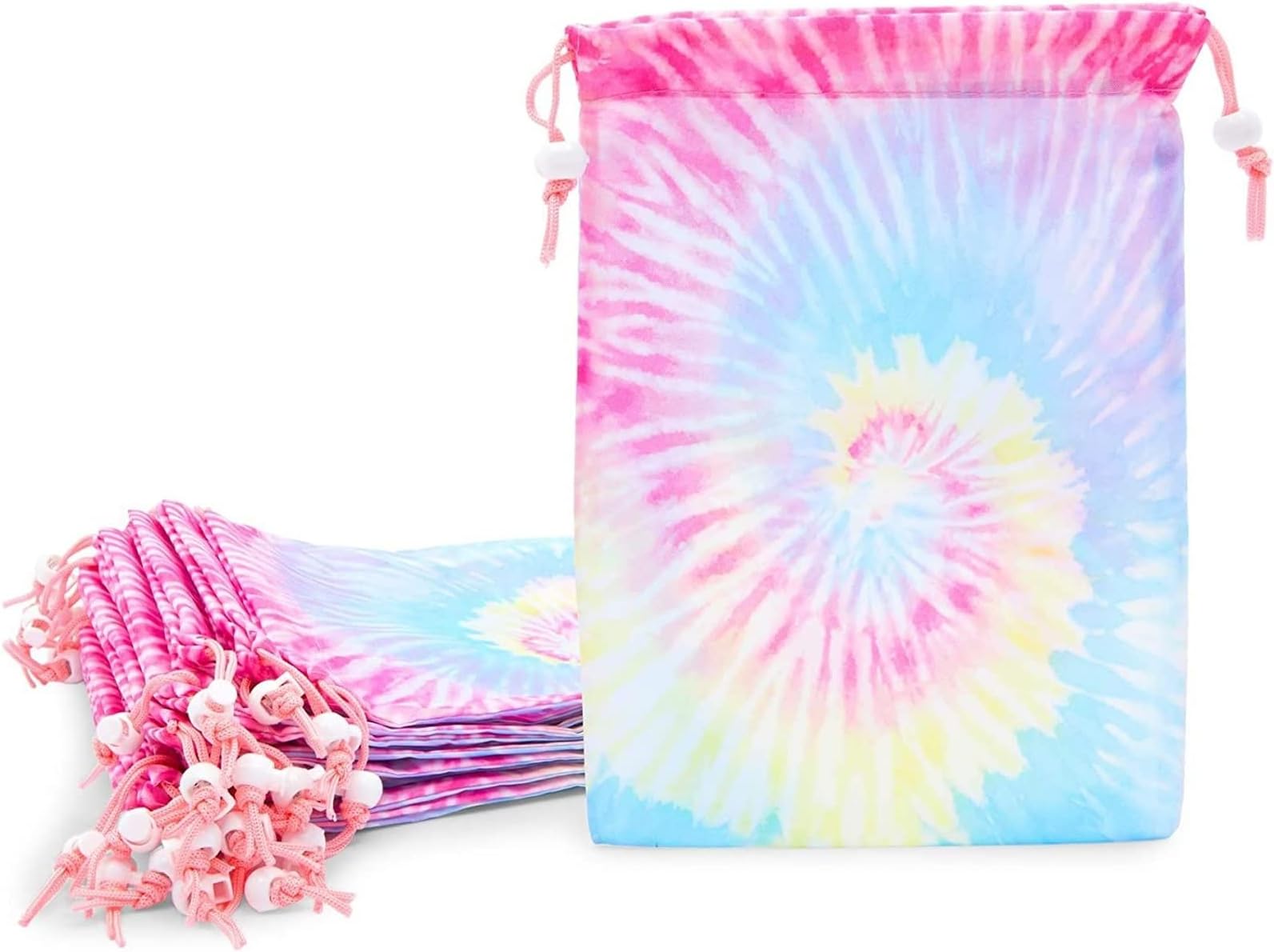 BLUE PANDA20 Pack Tie Dye Drawstring Gift Bags for Birthday Party Favors, Goodies, Treats (7 x 10 In)