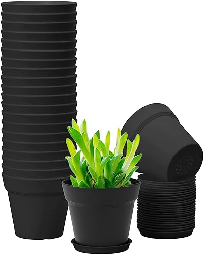 GARDIFE Paquete de 20 macetas de 4 pulgadas, macetas para plantas de interior, macetas de flores, negras