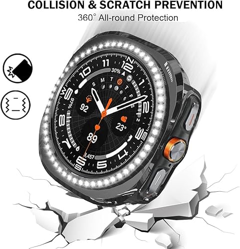 Vista 85 de Correas compatibles con Samsung Galaxy Watch FE / 5/4 de 1.575 pulgadas, correa de metal con diamantes de imitación brillantes de 0.787 pulgadas