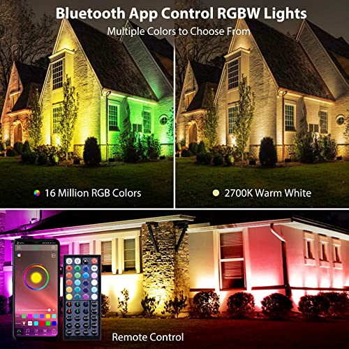 Imaihom 2 Pack Bluetooth Rgbw Led Flood Light, 250W Equivalent App Control Color Changing Stage Lights, 2700K Outdoor Dimmable Uplighting Music Synchronize, Ip66 Remote Rgb Uplights For Party Garden #TOP1
