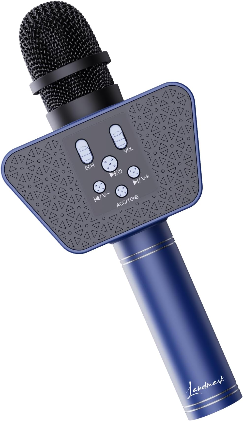 LANDMARK BT55 Handheld Wireless Singing Mic Multi-Function Bluetooth Karaoke Microphone with Inbuilt Bluetooth Speaker, Recorder for Smart Phones, Laptop, Tablet - Blue