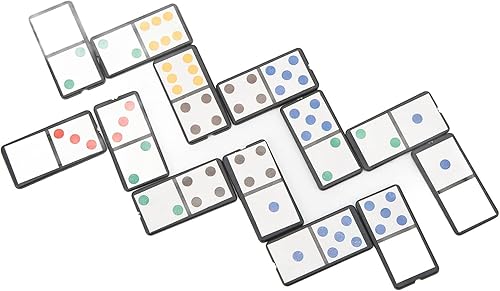 Miniatura 7 de Juego de dominó, juego de 28 piezas de dominó doble de seis juegos de dominó de plástico portátil, juego interactivo con puntos coloridos para niños