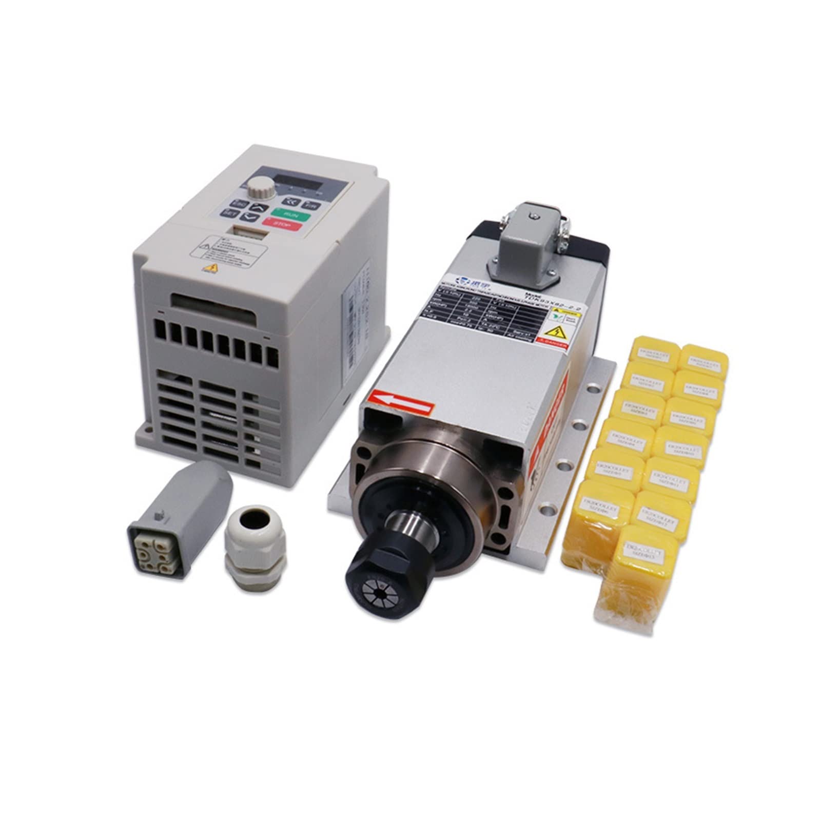 Lloopk 3 Cnc Spindle, Cnc Machine Tool Spindle Ce 2200W 2.2Kw 24000Rpm Er20 Air Cooling Motor Vfd 1 Pcs Collets（1-13Mm）(,380)