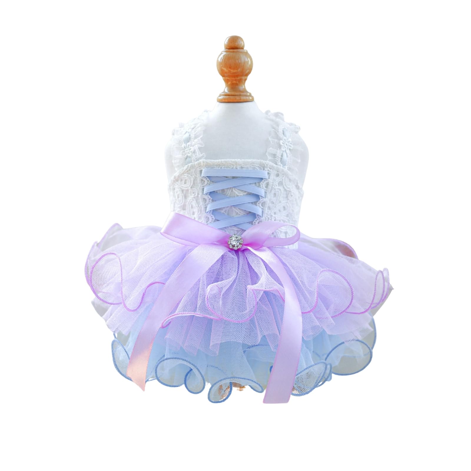 BT Bear Dog Dress - Puppy Wedding Princess Skirt, Dogs Luxury Bowknot Tutu Skirt Wedding Party Outfits for Cats Small Dogs Girl,Purple Blue XS โ image 1