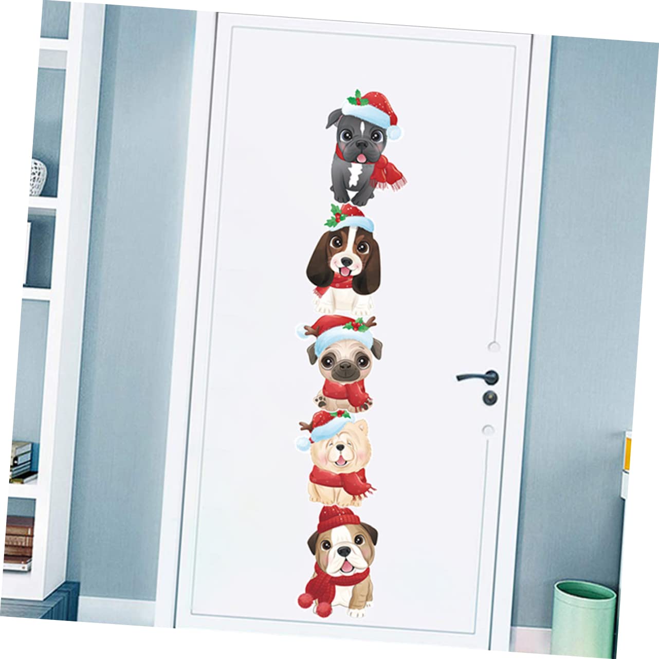 POPETPOP 5 Fogli Vetrofanie Natalizie Cartone Animato Decorazioni Natalizie Adesivi Per Cani Di Natale Adesivi Per Cuccioli Invernali Adesivo Murale Natalizio Cane Parete Pvc