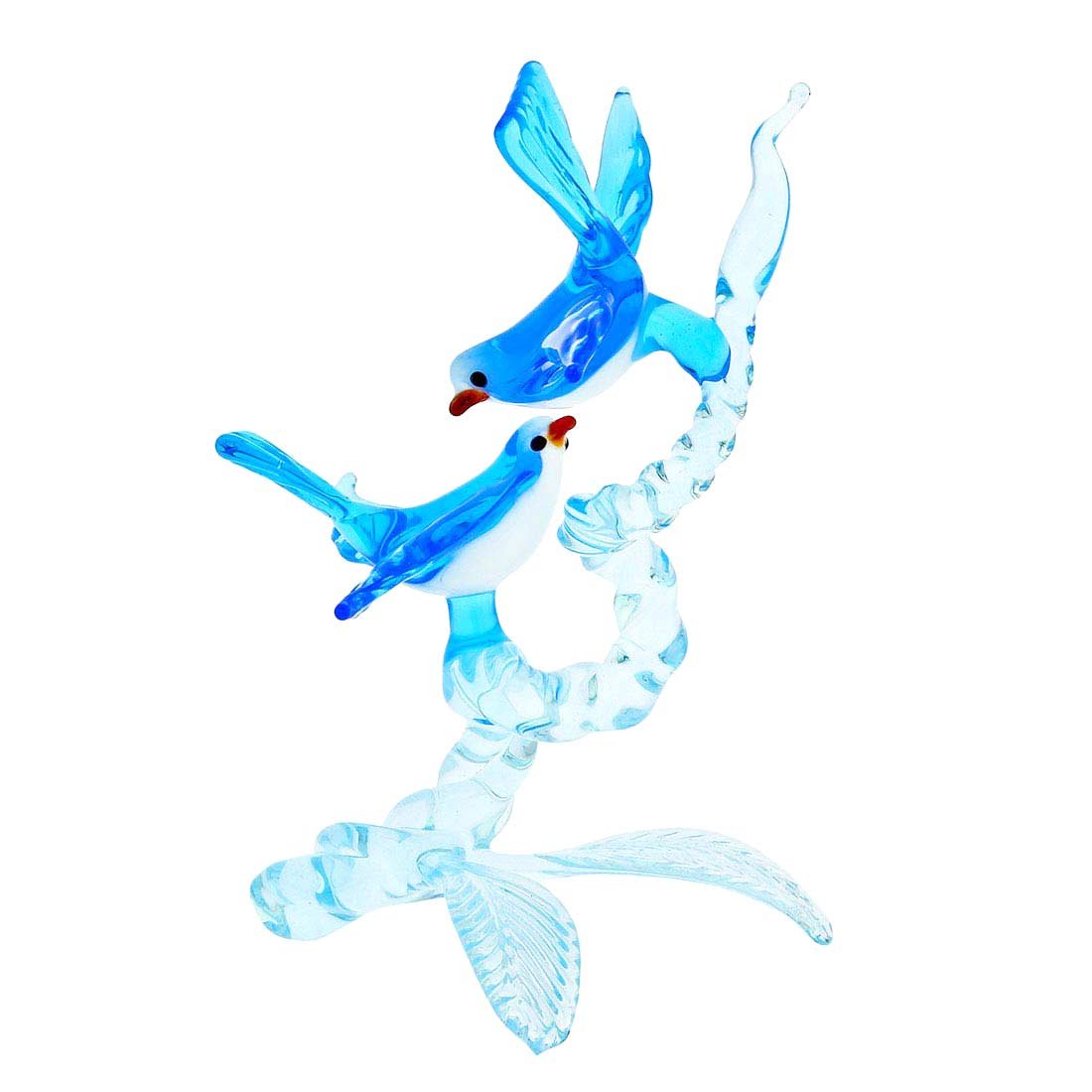 Amazon.co.jp: GlassOfVenice ムラーノガラス 枝の上の鳥 - ブルー