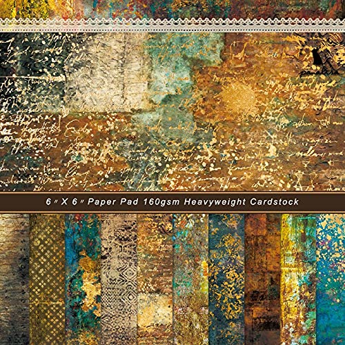 DESEACO Scrapbook Paper Pad 6x6 Vintage Colored Designs, Single-Sided Decoupage Sheets, Colorful Cardstock for DIY Scrapbooking, Cardmaking, Junk