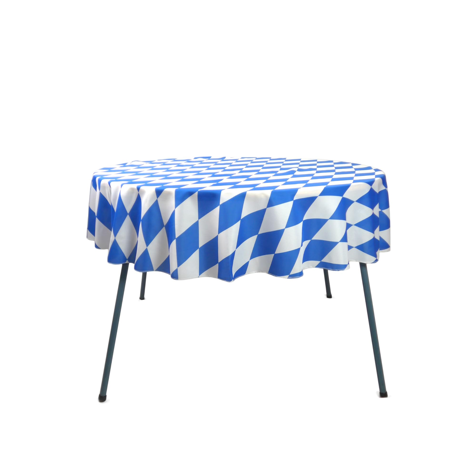 Essence of Europe Gifts Blue & White Round Oktoberfest Tablecloth 64" – Reusable Polyester Bavarian Table Cover for Oktoberfest Decorations & German Party Supplies | Oktoberfest Haus