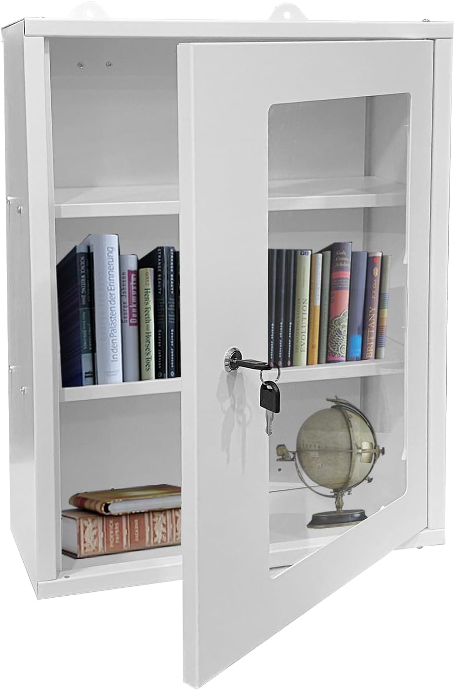 JZD Clear Acrylic Wall Cabinet Lockable Display Cabinet Modern Floating Shelf for Bathroom,Medicine Box for Living Room (1 Door)