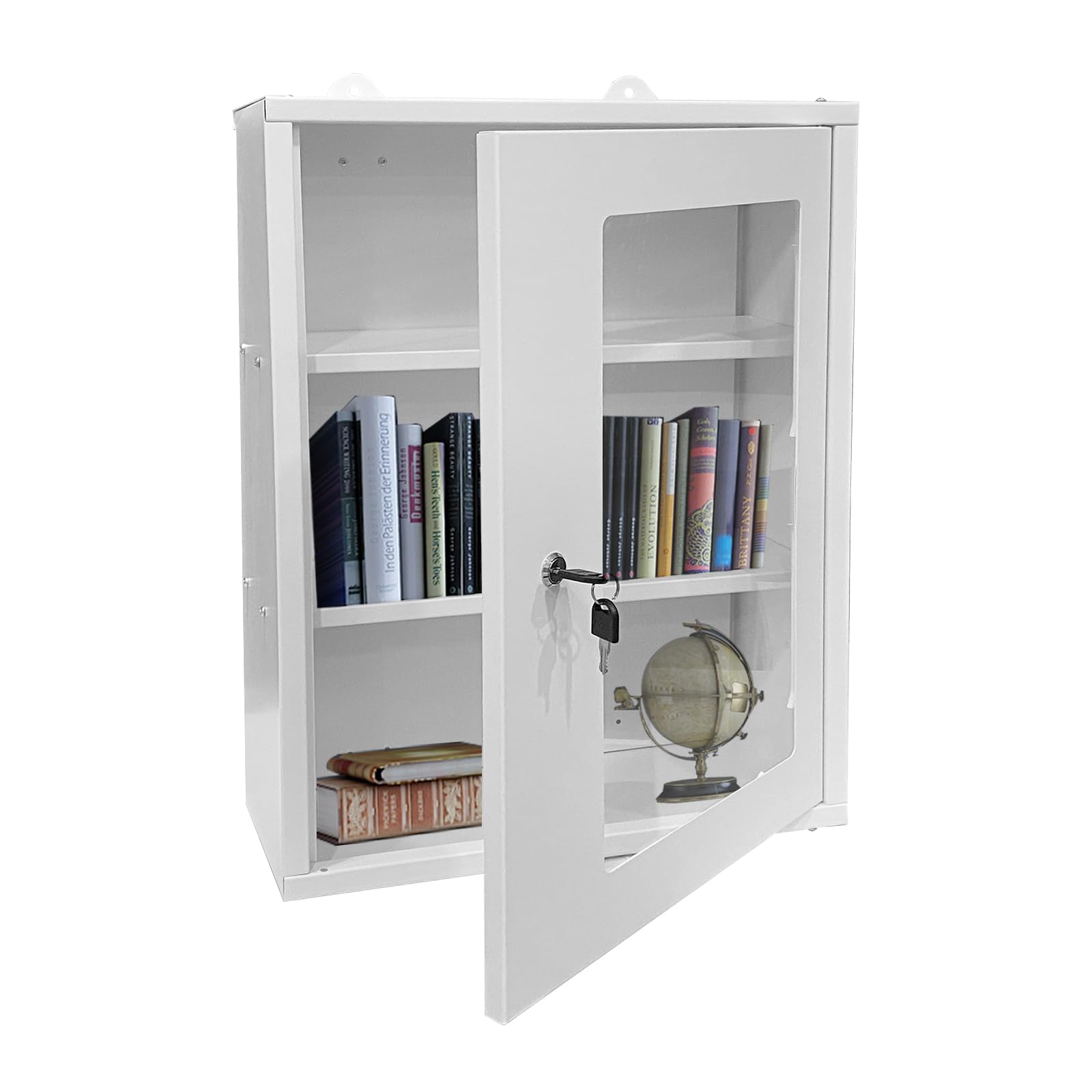 JZD Clear Acrylic Wall Cabinet Lockable Display Cabinet Modern Floating Shelf for Bathroom,Medicine Box for Living Room (1 Door)