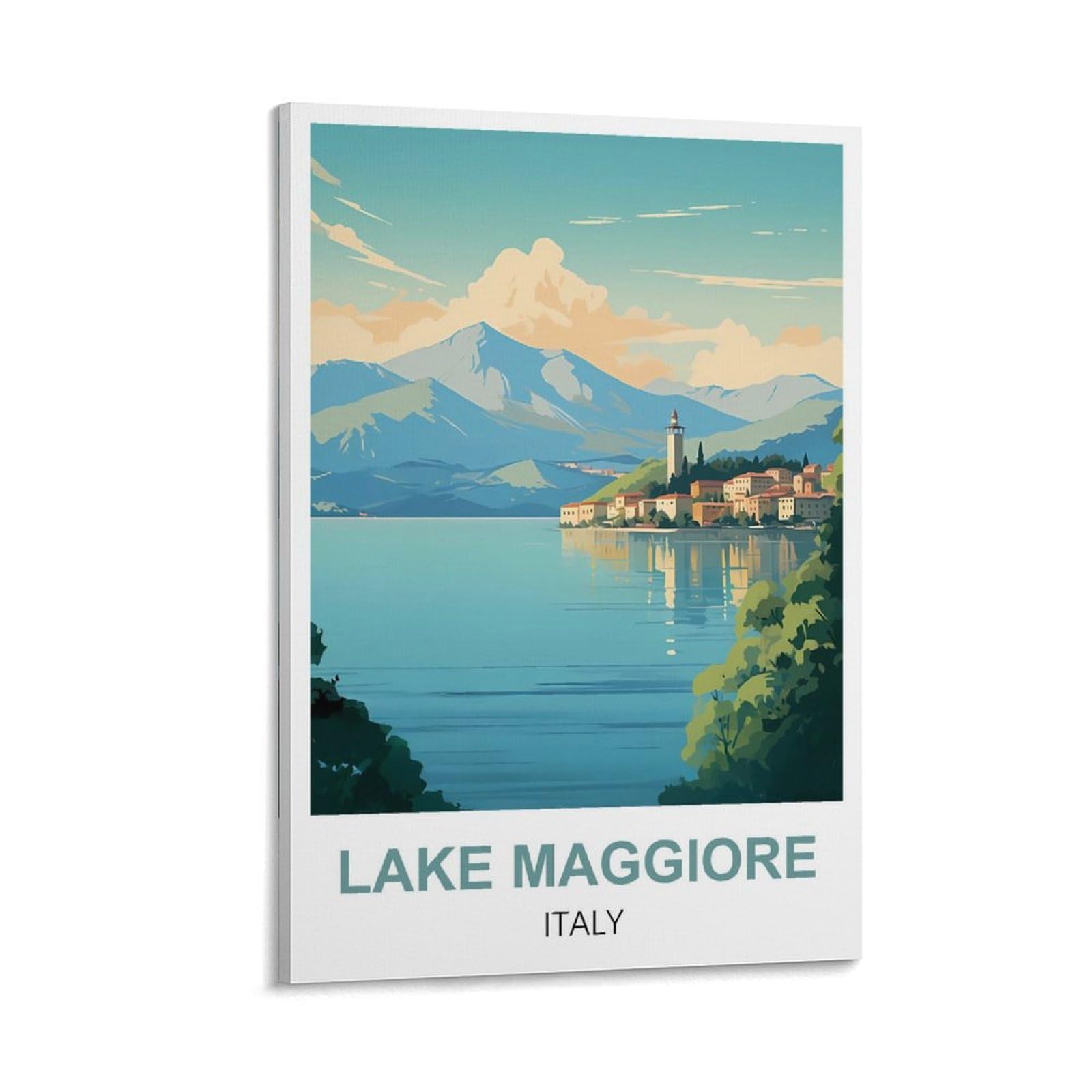 WHCHEEH Lake Maggiore Italy Vintage Travel Poster 12x18inch(30x45cm) Canvas Art Print Wall Art Decor Picture