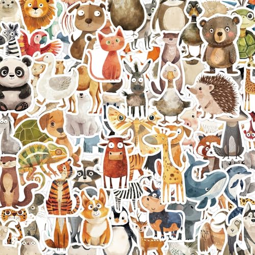 100 pcs pegatinas animales, pegatinas infantiles, stickers decorativos, pegatinas de recompensa de animales, impermeables, para botellas de agua, portátiles, monopatines, coches y guitarras