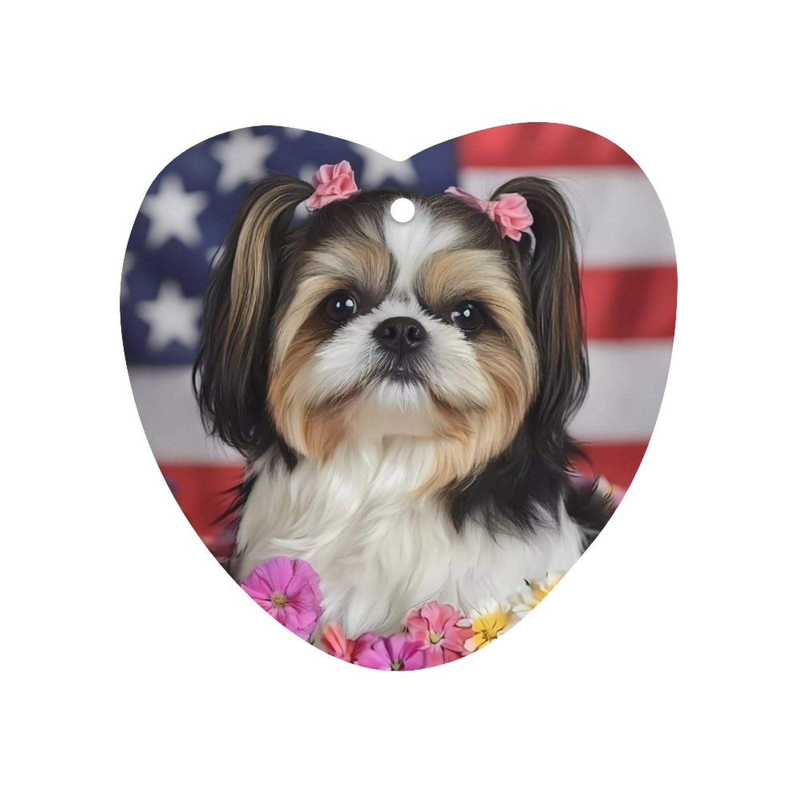 Shih Tzu Dog And Flowers Car Air Freshener Hanging Aromatherapy Tablets for Car Accessories Love form