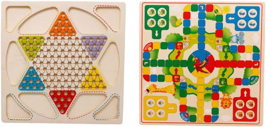 CHANNAPATNA TOYS Wooden 2 in 1 Checkers & Ludo Board Game Set- Superb Family Game for Adults and Kids 3+ - Gift for Fun Toy