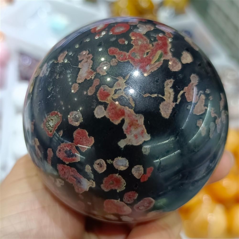 Plum Blossom Stone Crystal Ball Hand Polished Decoration Gift Ornaments (Size : 650-700g)