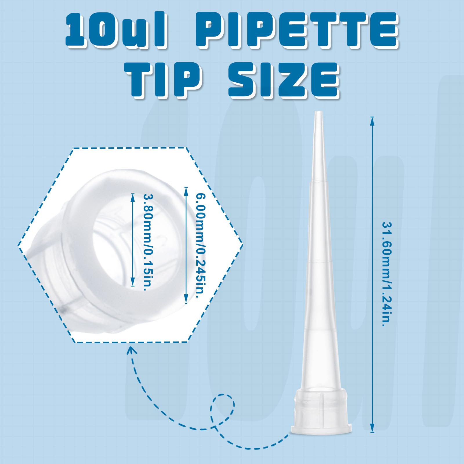 10.000 puntas de pipeta de laboratorio, puntas de pipeta universales, de plástico de laboratorio, puntas de pipeta micro para laboratorio, experimentos de laboratorio, polipropileno (10 μl)