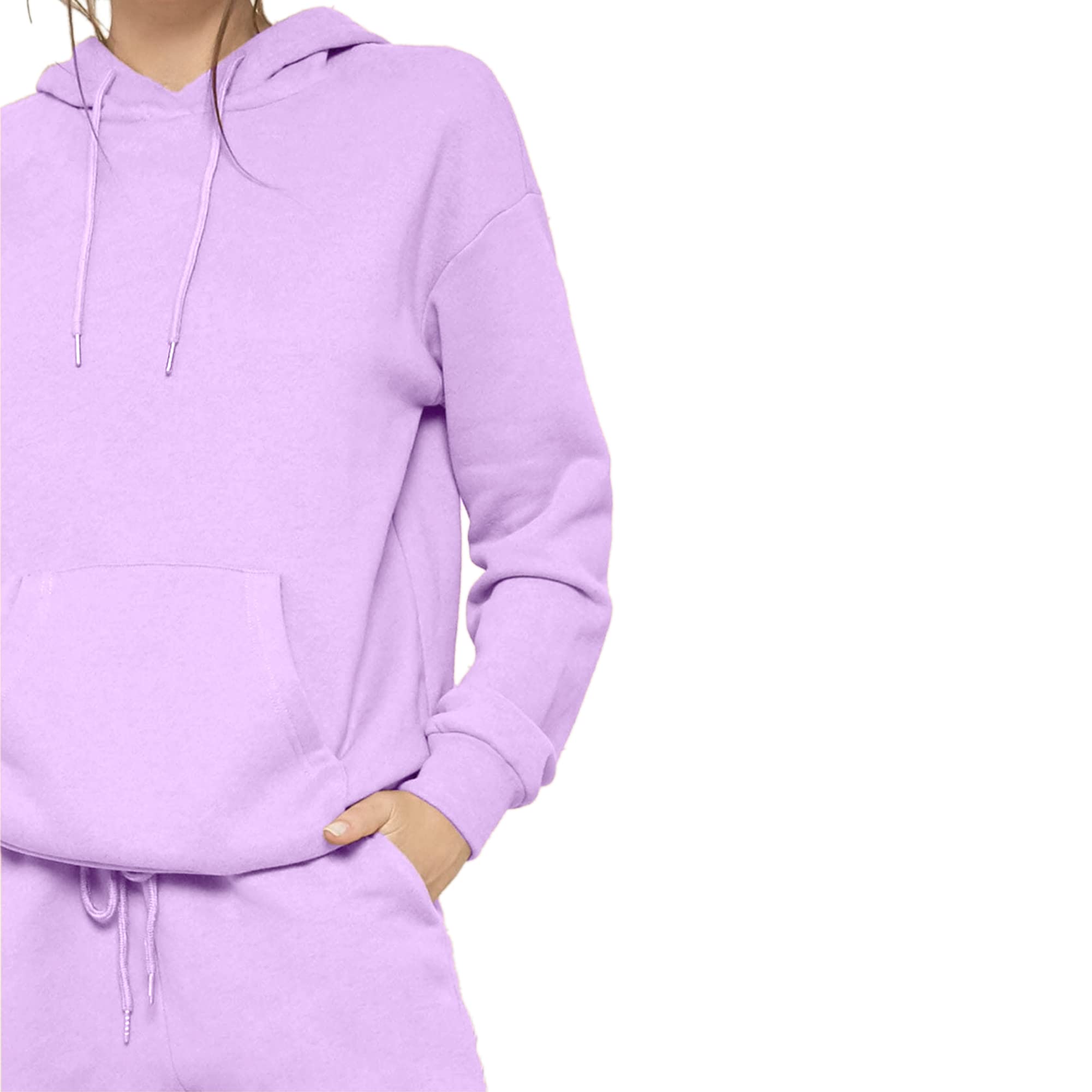 NOTWILD Women's Cotton winter hoodie Sweatshirt Tracksuit Set with warm Jogger Sweatpants Regular wear Combo pack | lavender color girls-hood-trackpant 3