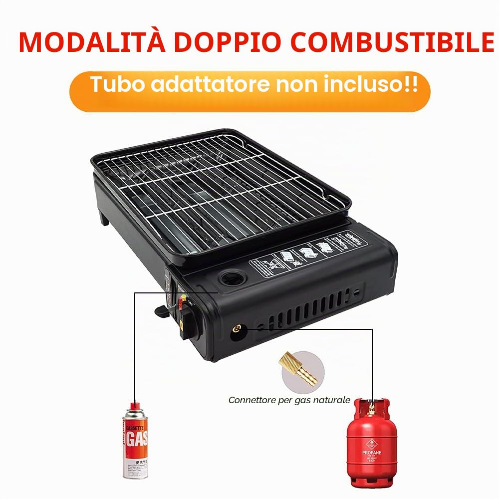 Set per barbecue da campeggio – Grill portatile con grill, padella per barbecue, clip – padella portatile da campeggio