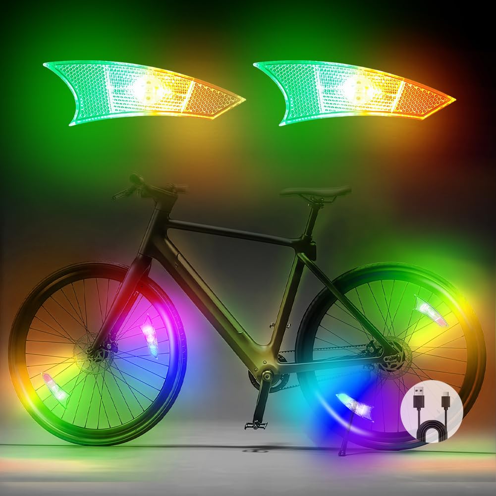 Flintronic Bike Spoke Lights,2 Pack Tire Flash Lamp LED Neon Wheel Flashing Light, Waterproof 2 Blinking Modes, Bike Accessories for Adults and Kids