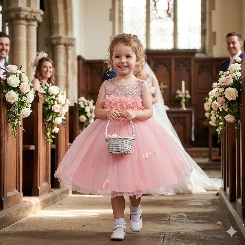 TUIJI 6M-6T Toddler Girl Tulle Sleeveless Bow Princess Party Wedding Pageant First Birthday Party Lace Dress