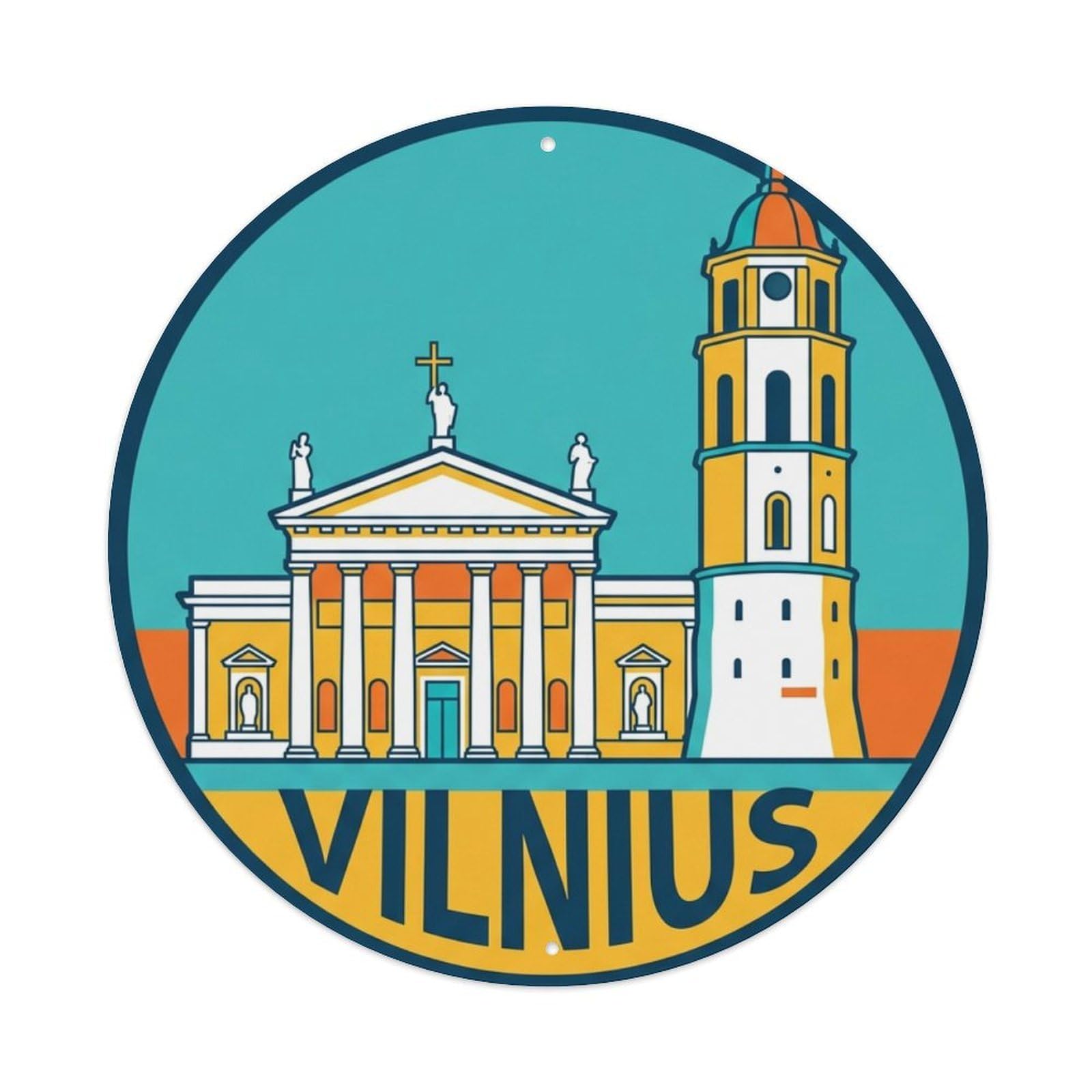 Metal Tin Sign Vintage Travel Lithuania Vilnius