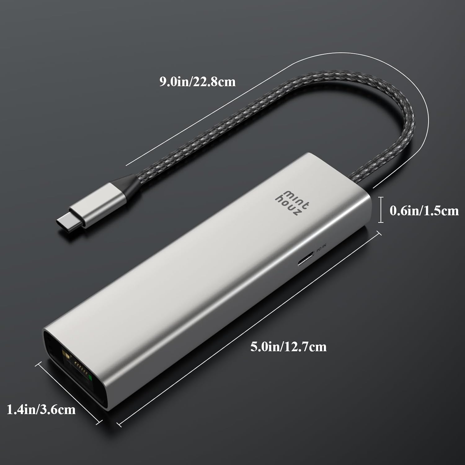 Minthouz 6-in-1 USB C Hub, 4K@60Hz HDMI, 100W PD Charging, 5Gbps USB-A Ports, 1000Mbps Ethernet, Compatible with MacBook Neo, M1/M2/M3, Surface, HP, Lenovo Laptops
