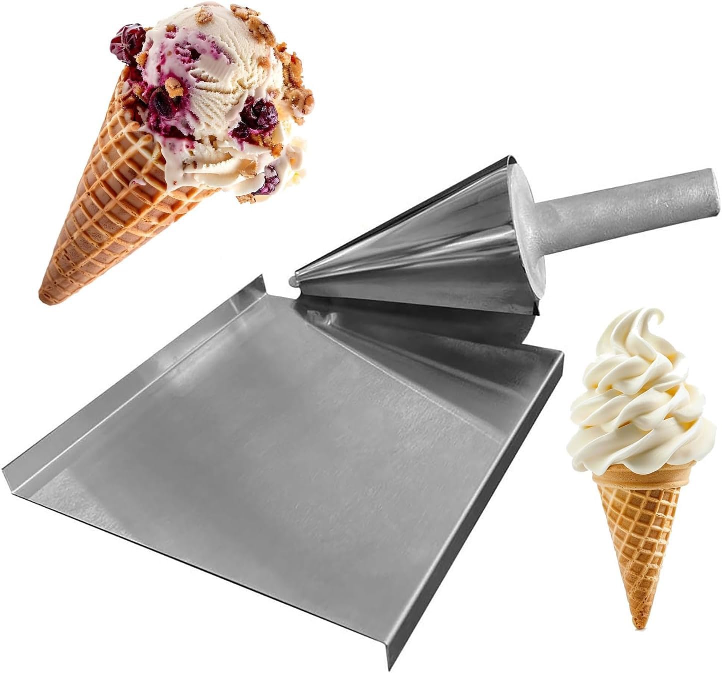 Wałek stożkowy waflowy, narzędzie do modelowania ze stali nierdzewnej z nieprzywierającym odlewanym aluminiowym korpusem do łatwego robienia lodów, trwałe i łatwe do czyszczenia