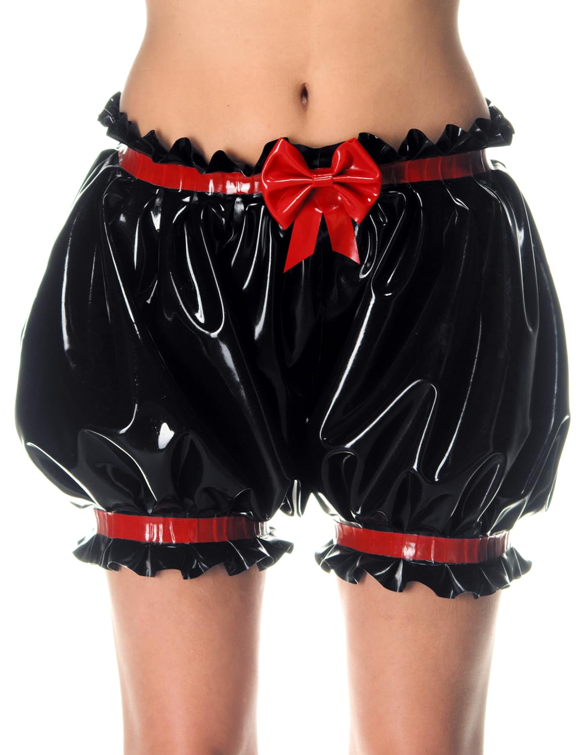 IOKUKI Pantaloncini Lanterna in Lattice da Donna,Pantaloncini in Lattice Nero con Farfalla Rossa,Adatti per Abbigliamento Club