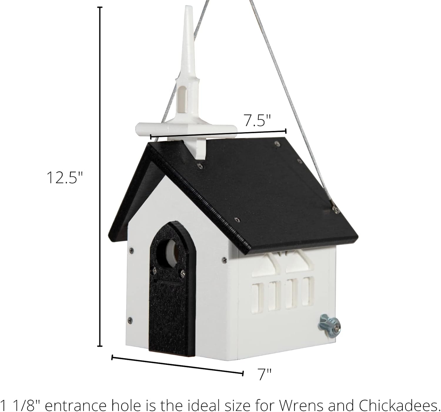 JCs Wildlife Chirping Church Wren and Chickadee Birdhouse - Cute Chapel Style with Predator Guard