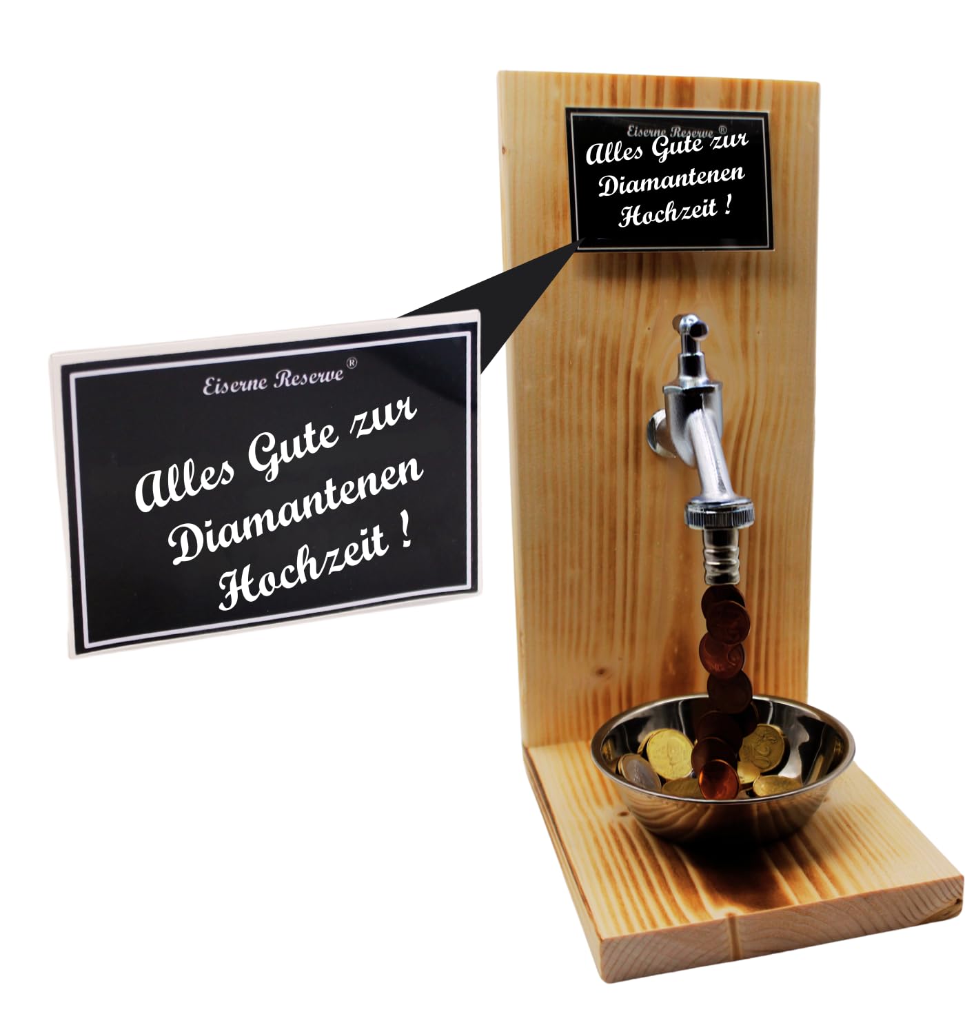 Geschenk zur Diamantenen Hochzeit - Eiserne Reserve Geldhahn Geldgeschenk lustige Geld Geschenk verschenken verpacken -s- Alles Gute zur Diamantenen Hochzeit