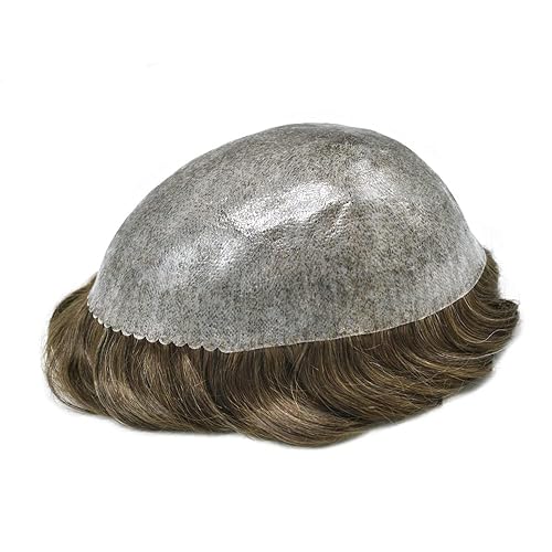 Miniatura 3 de Toupee para hombres 100% Europeo Remy Cabello humano Mens Toupee 0.004 in Full Poly Skin sistema de reemplazo de pelo para hombres pieza de pelo