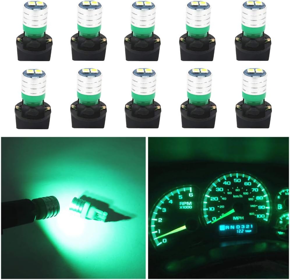 WLJH Green 194 Led Bulb Dash Lights Instrument Panel Cluster Light Bulbs T10 PC195 PC194 PC168
